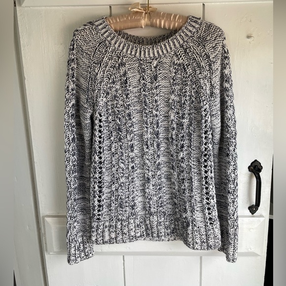 GAP raglan cable knit sweater navy/white - Picture 5 of 13